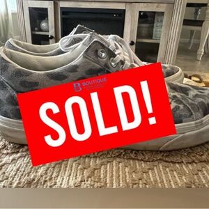 Women's gray cheetah/leopard VANS